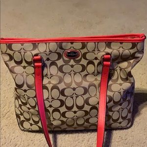 Slightly Used Cloth and Leather Coach Tote